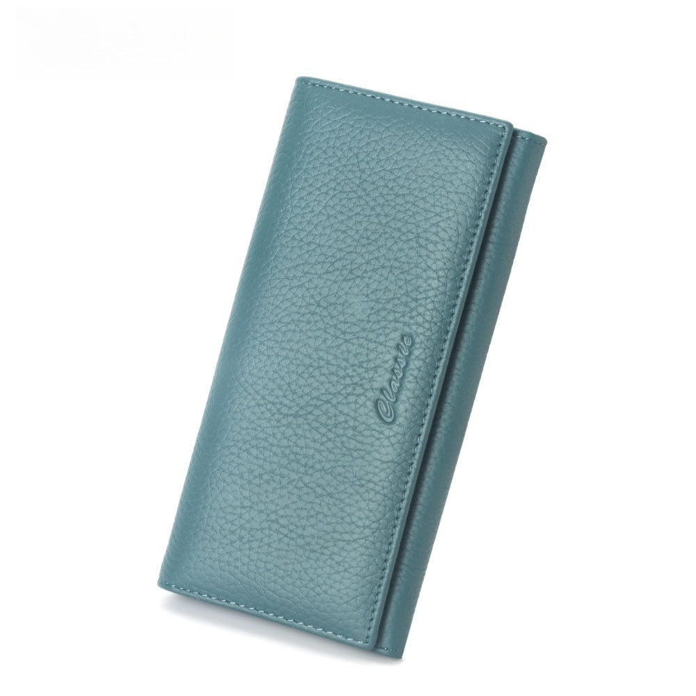 Long Genuine Leather Wallet with Multiple Card Slots, Top-Grain Cowhide, Alligator Emobossed, Clutch Style, Women'S Long Wallet, Large Capacity