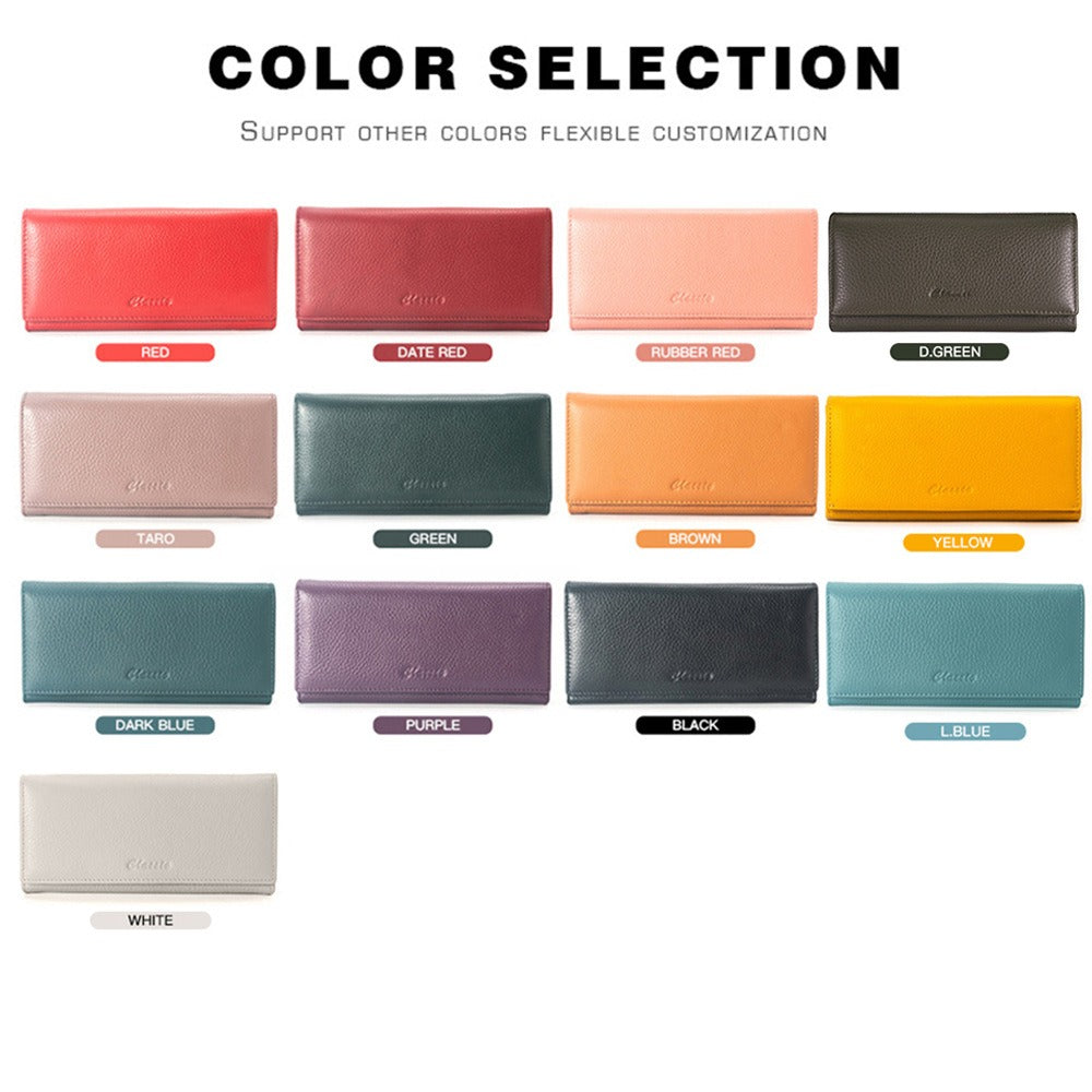 Long Genuine Leather Wallet with Multiple Card Slots, Top-Grain Cowhide, Alligator Emobossed, Clutch Style, Women'S Long Wallet, Large Capacity