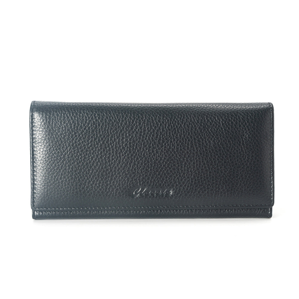 Long Genuine Leather Wallet with Multiple Card Slots, Top-Grain Cowhide, Alligator Emobossed, Clutch Style, Women'S Long Wallet, Large Capacity
