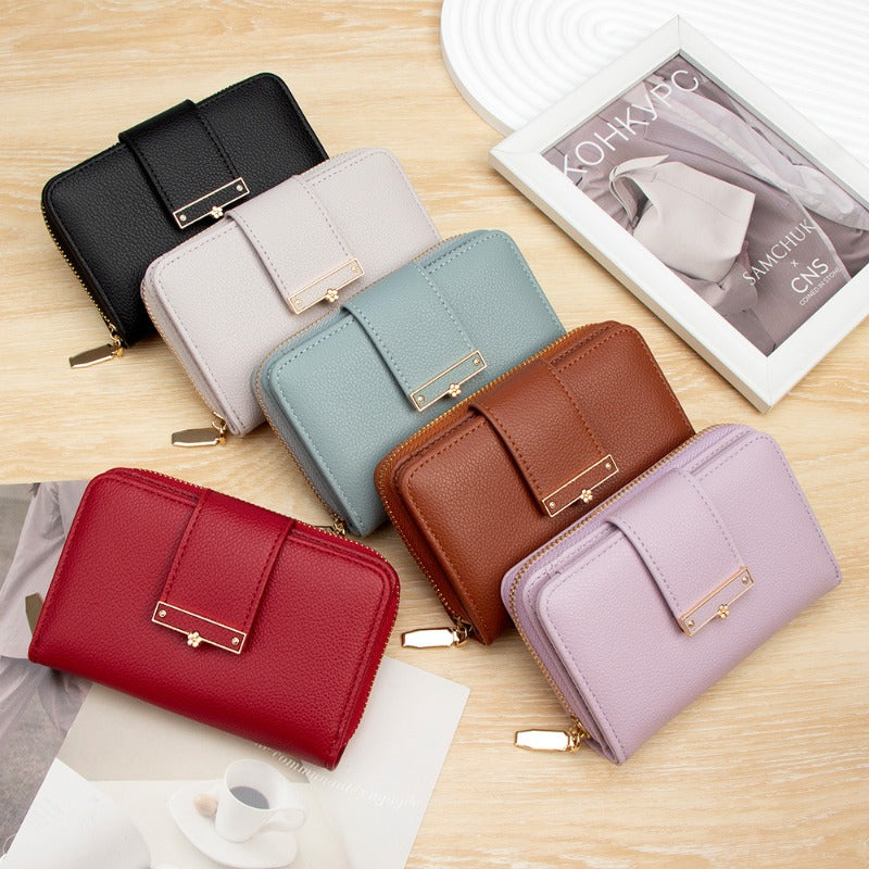 New Women's Short Wallet, Multi-card Position Card Bag, ID Bag, Zipper Change Bag, Clutch Bag.