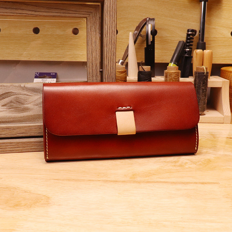 Genuine Leather Handmade Retro Multifunctional Wallet & Clutch Bag - Long Wallet Suitable for Holder, Cash, Cards, Creditors, Genuine Leather for Everyday Use, Travel,, - Stylish Gift