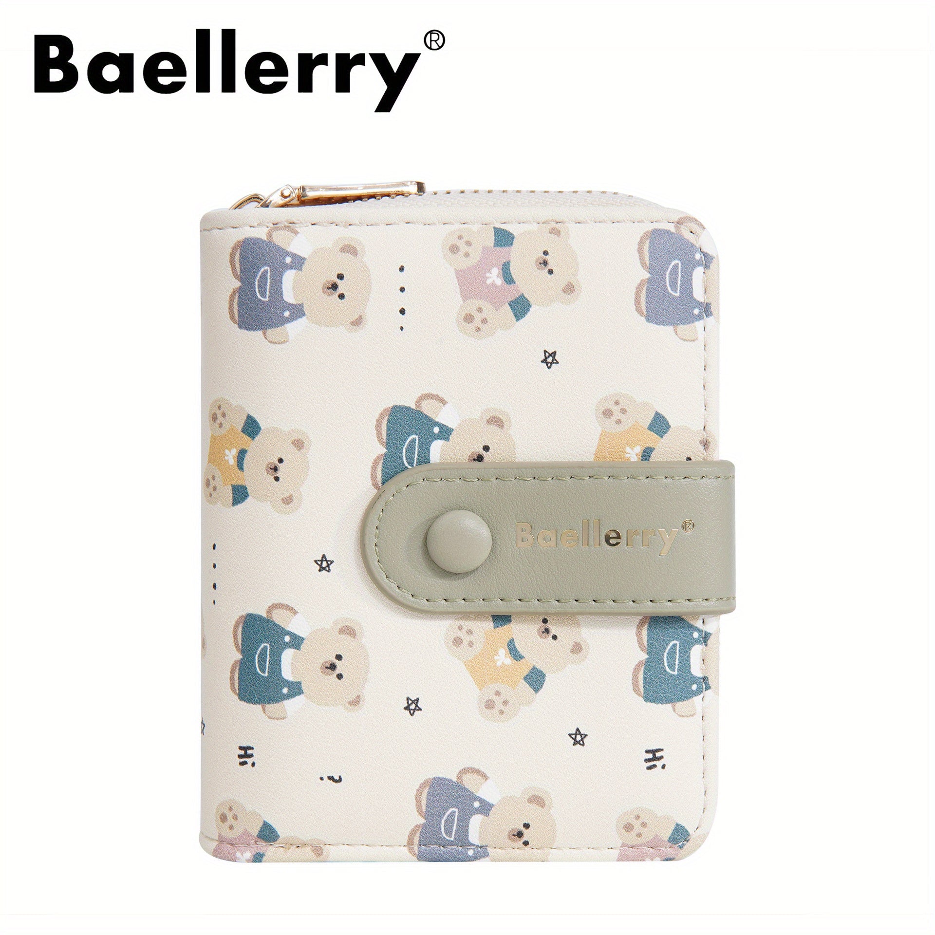 Vintage Bear Snap Wallet for Ladies Featuring a Zipper Change Compartment - a Compact Crossbody Clutch Ideal for Teens, Lightweight Storage Solution, And Easy Bear-Themed Additions for Travel And Everyday Use