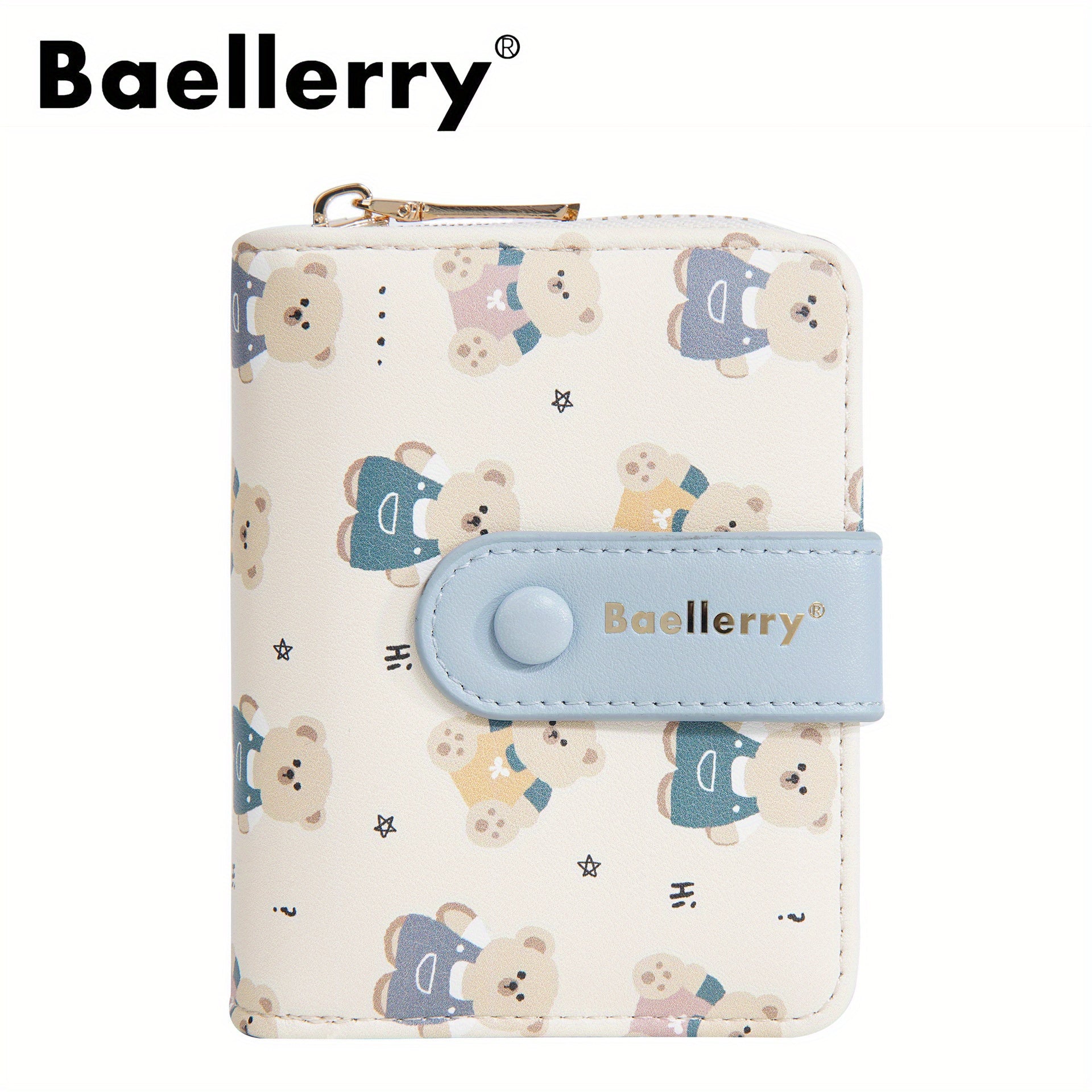Vintage Bear Snap Wallet for Ladies Featuring a Zipper Change Compartment - a Compact Crossbody Clutch Ideal for Teens, Lightweight Storage Solution, And Easy Bear-Themed Additions for Travel And Everyday Use