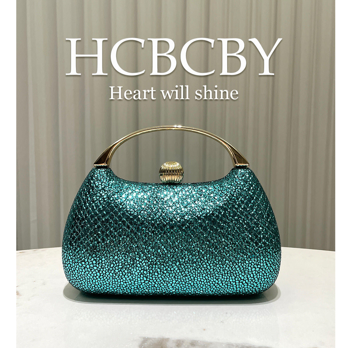 Hardshell Evening Clutch, Textured Glitter Material with Metallic Gradient Color, Metallic Handle And Lock Clasp, Suitable for Banquets, Weddings, And Dates, Luxurious And Exquisite