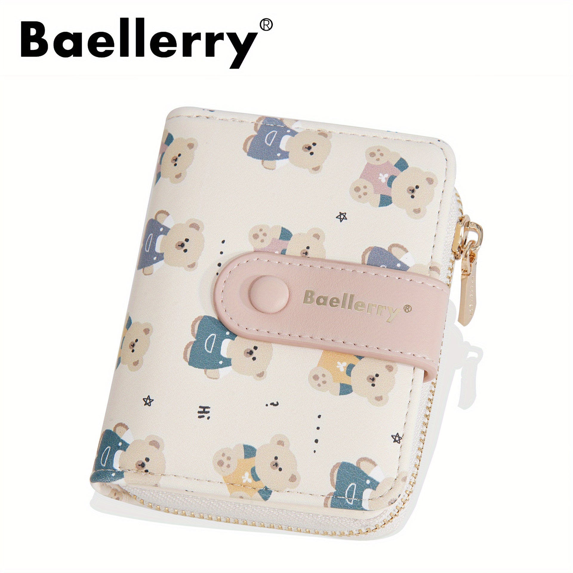 Vintage Bear Snap Wallet for Ladies Featuring a Zipper Change Compartment - a Compact Crossbody Clutch Ideal for Teens, Lightweight Storage Solution, And Easy Bear-Themed Additions for Travel And Everyday Use