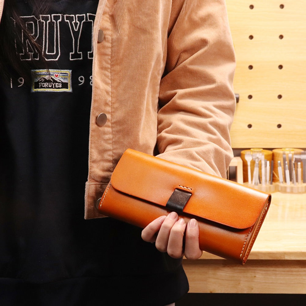Genuine Leather Handmade Retro Multifunctional Wallet & Clutch Bag - Long Wallet Suitable for Holder, Cash, Cards, Creditors, Genuine Leather for Everyday Use, Travel,, - Stylish Gift