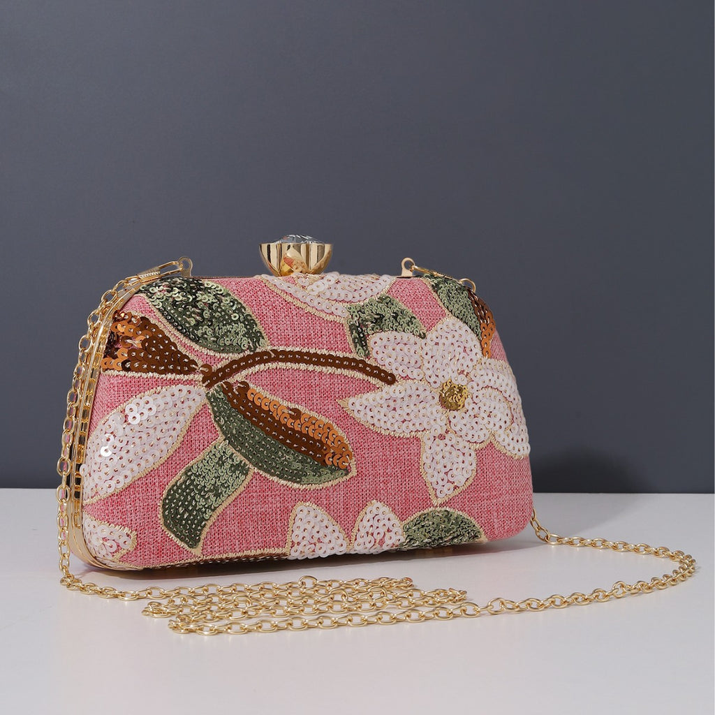 2026 New Handmade Embroidered Sequin Sparkling Evening Clutch Niche Handbag