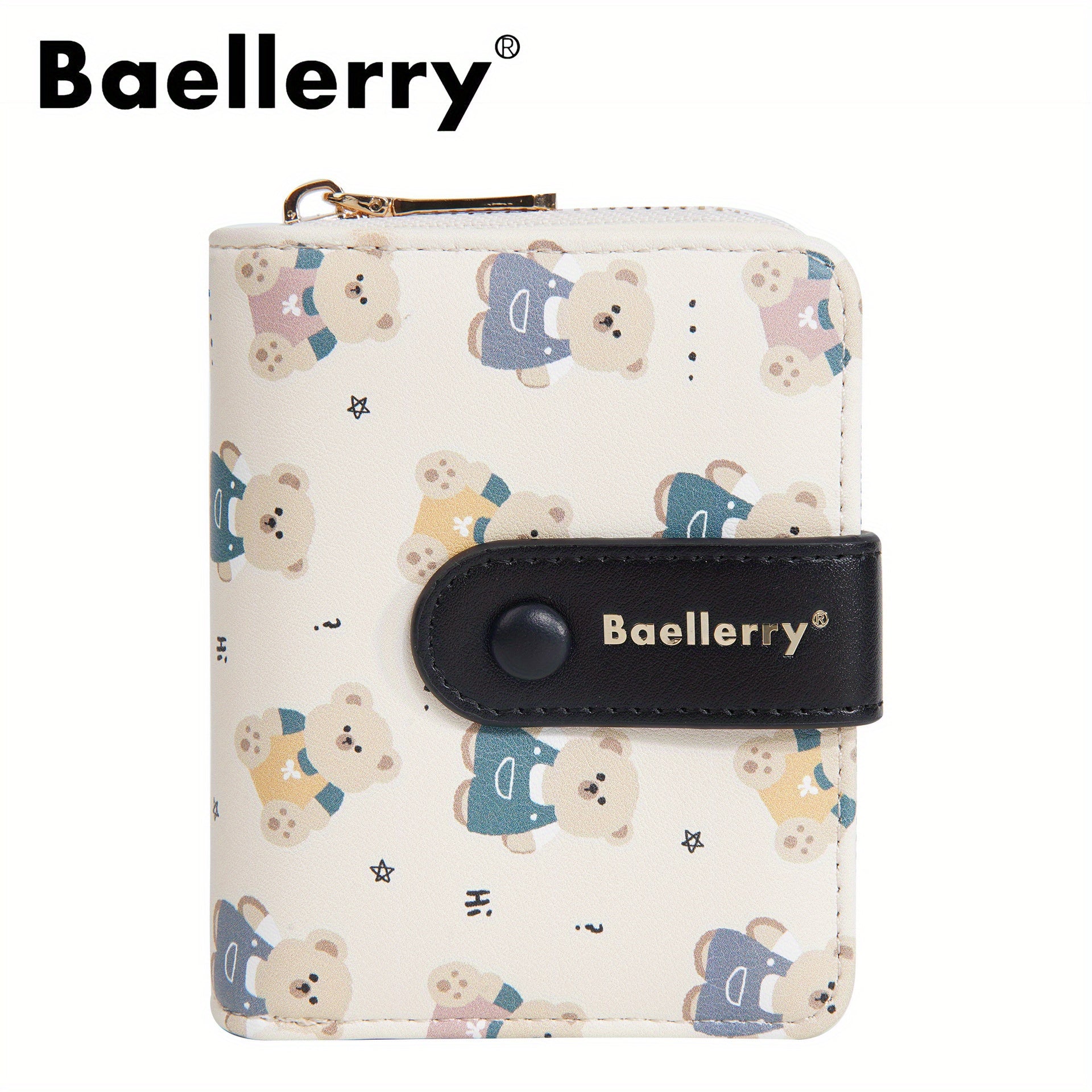 Vintage Bear Snap Wallet for Ladies Featuring a Zipper Change Compartment - a Compact Crossbody Clutch Ideal for Teens, Lightweight Storage Solution, And Easy Bear-Themed Additions for Travel And Everyday Use