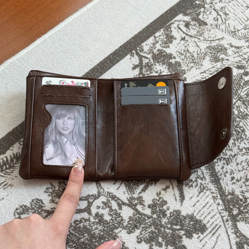 New Korean Version Soft Bag, Small Eye Wallet, Short Wallet, Dark Line Change Bag, Small Women's Bag for Students