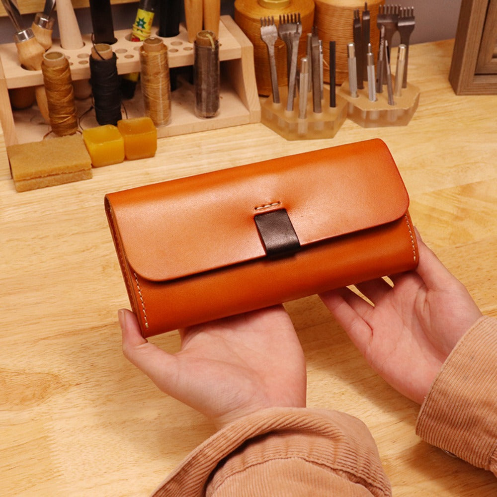Genuine Leather Handmade Retro Multifunctional Wallet & Clutch Bag - Long Wallet Suitable for Holder, Cash, Cards, Creditors, Genuine Leather for Everyday Use, Travel,, - Stylish Gift