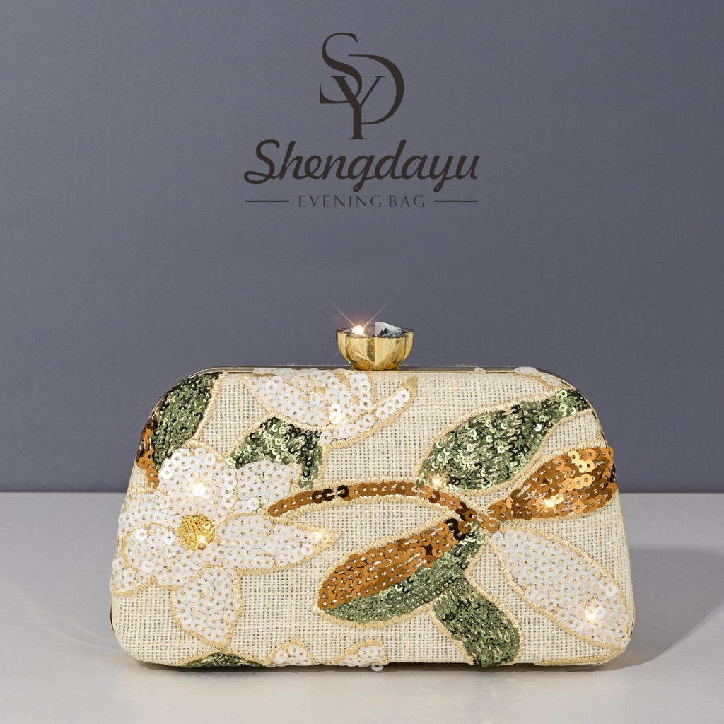 2026 New Handmade Embroidered Sequin Sparkling Evening Clutch Niche Handbag